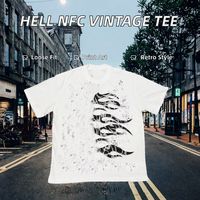 T-shirts Oversize Hell NFC pour Hommes, Streetwear, 240g, 100% Coton, Délavé à l'Acide, Effet Vieilli, Rétro, Écologique, Motif Personnalisé