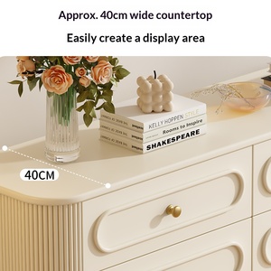 Lxyx Cream Style Solid Wood Integrated Cabinet Luxury Drawer <b>Chest</b> Bedside Table Wall Mounted <b>Storage</b> Cabinet for Bedroom - Product Image 5