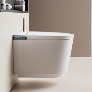 Toilette intelligente de luxe, mini, murale, avec siphon en S et en P, design moderne et compact, fonction lavage féminin, couvercle à levage automatique, siège chauffant - Product Image 2