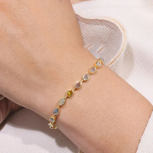 Pulsera de tenis con diamantes cultivados en laboratorio, certificados IGI VVS CVD HPHT, de forma ovalada, en plata 925, y collar de tenis con diamantes creados en laboratorio. - Product Image 2