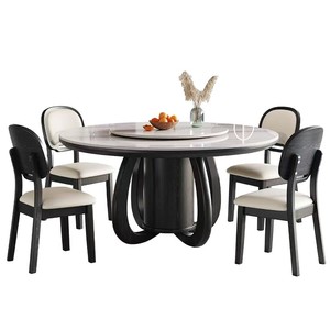 Solid Wood <b>Round</b> <b>Dining</b> <b>Table</b> And Chairs <b>Set</b> DY5469 Home Use With Slab Finish - Product Image 5