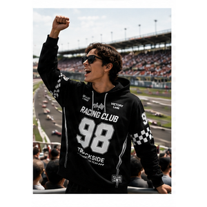 Sudadera con Capucha Personalizada OEM con Número Impreso para Fanáticos de Carreras, Sublimación Completa, Detalle de Bandera a Cuadros, Sudadera con Capucha para Hombre, Club de Carreras - Product Image 3