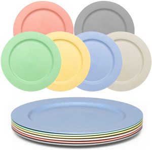 10 Inch Wheat Straw Flat Plastic Plates Set dinner plates set for 6 Dinnerware sets