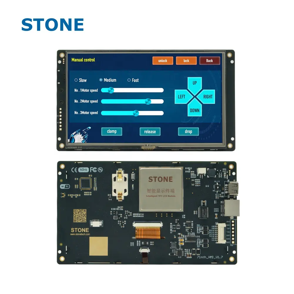 Yeni sürüm programlanabilir HMI 7 inç TFT LCD modülü 800*480 çözünürlük ttf yazı tipi CortexA8 1GHZ 256MB UART seri dokunmatik ekran