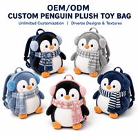 Sac à dos en peluche personnalisé Hiver Flocon de neige Pingouin, Sac à dos en peluche doux, Sac à jouets en peluche, Cadeau de vacances, OEM ODM