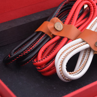 Kabel pengisi daya cepat, kabel pengisian daya Usb ke Usb C, sinkronisasi Data ponsel kulit PU 2A Usb C