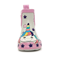Bottes de pluie courtes Chelsea en caoutchouc pour filles, motif licorne arc-en-ciel et étoiles, imperméables, à enfiler, pour tout-petits, OEM ODM