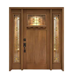 专业手工雕刻出厂棕色优质刨花板胶合板现代家居外入口门