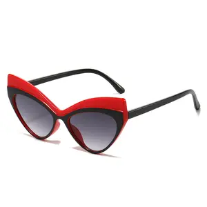 中国批发厂家价格复古大框多色太阳镜uv400酷时尚双色猫眼太阳镜女