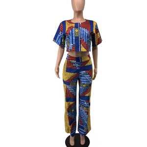Crop top court dévoilant le ventre, pantalon droit ample, ensemble coloré à manches courtes et col rond, vente en gros directe usine - Product Image 5