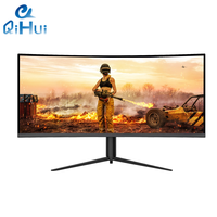 Qihui 34 pouces moniteurs LCD incurvés 2k 5k 165hz Ips ordinateur de bureau de jeu pc maison et bureau avec barre lumineuse LED VGA USB