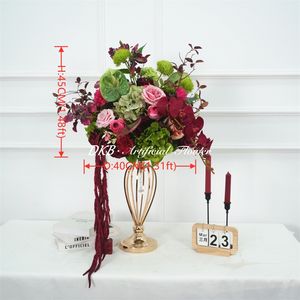 DKB Silk Roses Hydrangea Artificial Flower Balls Centerpieces Wedding Party Table Decorations Red Flower Balls - Product Image 3