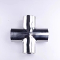 Croix de qualité alimentaire en acier inoxydable SS304 SUS316L embouts soudés bout à bout acier inoxydable sanitaire croix à 4 voies