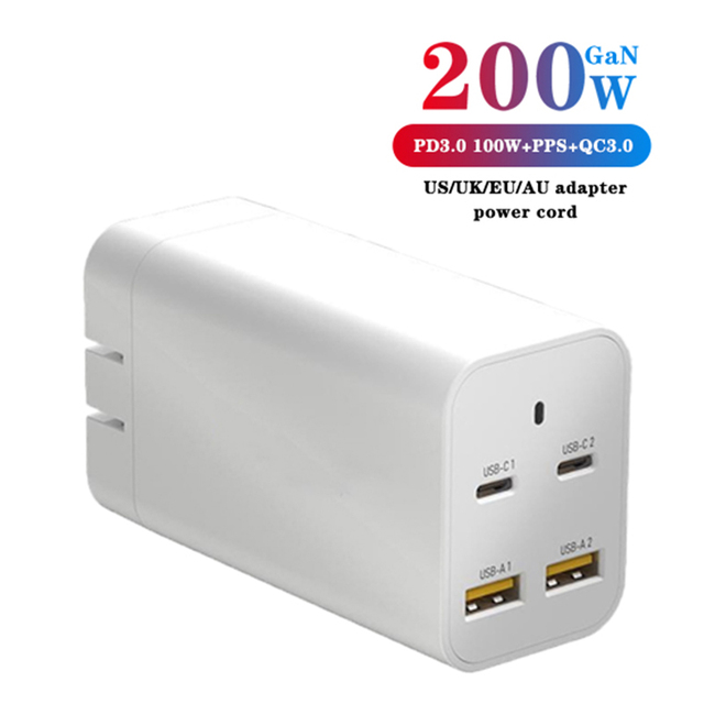 4 in 1 22.5W 100W PD3.0 QC3.0 SCP Charger with USB Type-C Ports for Laptops & Cameras Fast Charging