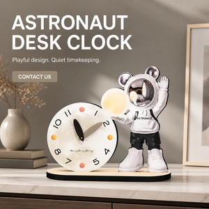Astronaut MDF Desk Clock Crystal Film Tabletop Timepiece for Kids Room Office Gift Shop Modern Decor Collections - Product Image 1