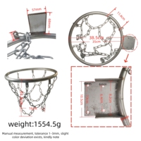 Panier de basket-ball JSJM pour machine d'arcade, pour adultes et enfants, fonctionne avec des pièces de monnaie, acier de haute qualité, argenté, prise américaine, 48,5 cm