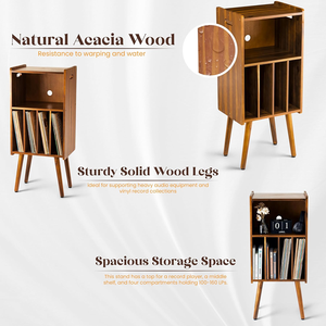 Wooden <strong>Record</strong> Player Stand Turntable Stand <strong>Cabinet</strong> Holds Metal <strong>Record</strong> Storage Holder and Organizer Table <strong>Record</strong> Player Holder - Product Image 5