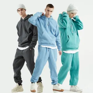 Tùy Chỉnh 3D Phun In Unisex Quá Khổ Crewneck Hoodies 2 Mảnh Thiết Lập Mens Thể Thao Áo Và Quần Bó Sát Thiết Lập