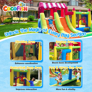 Château gonflable portable Cocofish pour enfants, structure de jeux multi-activités, maison de rebond commerciale avec toboggan de course pour <span class=keywords><strong>location</strong></span> événementielle - Product Image 3
