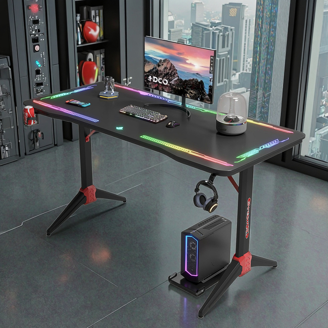 Adjustable Height Carbon Fiber Gaming Table for Esports & Dual Monitor PC Setups