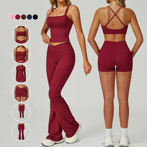 Abito da Yoga <span class=keywords><strong>aderente</strong></span> con Logo personalizzato nudo 6 pezzi ad asciugatura rapida morbido elastico alto da donna a vita alta da palestra da corsa - Product Image 1