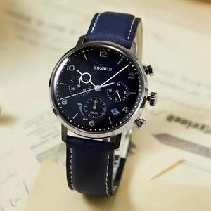 El popular reloj de cuarzo para hombre de la serie Zipper con fase lunar multifuncional presenta una correa de cuero de lujo para negocios. - Product Image 1