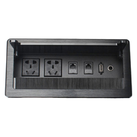 Prise de courant de bureau noire, norme chinoise, 2 ports RJ45 réseau, microphone, module d'alimentation pour table de conférence de bureau