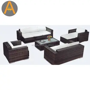 Patio furniture 5 pieces conversation sofa set rattan outdoor garden sectional sofa set
