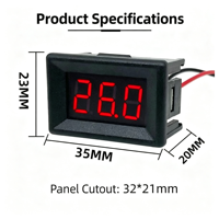 Voltímetro de CC de 2 Cables y 0.36 Pulgadas, 4.5-30V, Pantalla LED Digital, Protección Contra Polaridad Inversa para Batería de Coche