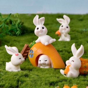 Decorazione Paesaggistica in Miniatura Rabbit Paradise, Adorabile Casa per Conigli con Cartone Animato di Coniglio Carota, in Resina per Giardino - Product Image 4