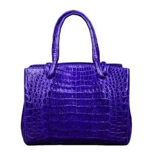 Stylish Shinny Crocodile leather tote bag women leather handbag royal blue crocodile purse lady custom made shoulder bags