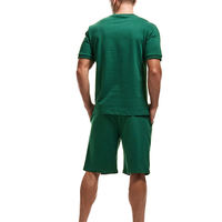 Hommes 100% Coton 2 Pièce Tenues D'été Casual Ras Du Cou Muscle À Manches Courtes Tee Shirts Classique Fit Sport Shorts Ensemble Survêtement