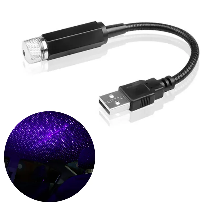 เครื่องฉายภาพ USB LED บนรถ,ไฟโปรเจคเตอร์ดวงดาวบนท้องฟ้าประดับหลังคารถยนต์