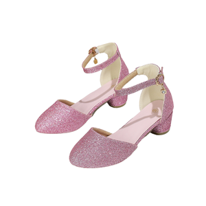 รองเท้าส้นหนาแบบมีหัวเข็มขัด  วัสดุ PU  สำหรับสาวสวย  งานปาร์ตี้  งานแสดง  งานวันเกิด  นักเรียน  สาวออฟฟิศ  ตกแต่งเลื่อม  ดีไซน์เว้า  สีดำทอง - Product Image 4