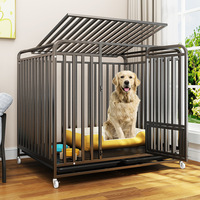 Nichoir pliable robuste en métal pour chien, avec toit et roues, enclos en grillage soudé pour animaux de taille moyenne/grande, utilisation intérieure
