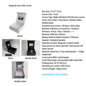 Customized Printed Own logo 7 Inch White Magnet Close Paper Gift Packing <strong>Box</strong> with LCD Screen and Video Music - Product Image 2