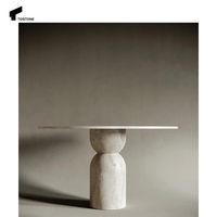 Table Ronde en Travertin Argenté Personnalisée Tostone, Populaire pour Salon, Salle à Manger, Cuisine, Maison, Appartement et Design Intérieur