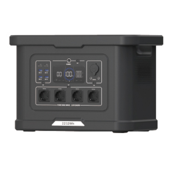 Portable Power Station 2400W 2232Wh Solar Generator with Pure Sine Wave AC Outlets for Home Backup and Outdoor Camping