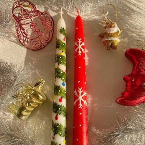 Huaming Christmas Theme Decor Snowman Table Dinner <strong>Candles</strong> Vintage Handmade Candcane Lighter Pattern Short Stick <strong>Taper</strong> <strong>Candle</strong> - Product Image 5