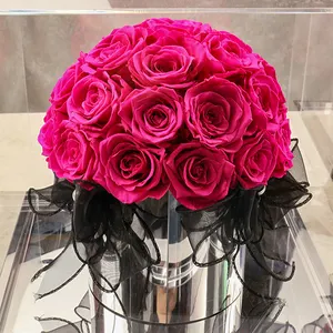 36 Rose conservate in una scatola di Rose vere fiori lunghi regalo per il suo compleanno di san valentino (Rose rosse, scatola trasparente)
