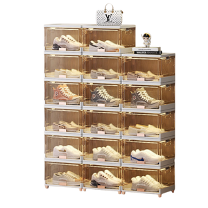 Modern Transparent PP Plastic Shoe Storage Box Foldable and Organized Square <strong>Design</strong> with Easy Open for <strong>Closets</strong> - Product Image 3