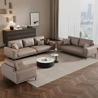 Italienisches Hochwertiges Luxus-Designer Wohnzimmer-Möbelset, Modernes Echtleder-Sofa-Set