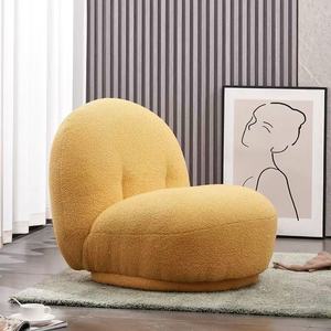 Sofá puf de lana de cordero, sofá individual de felpa blanca, estilo Instagram moderno y de lujo para sala de estar - Product Image 2