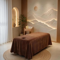 Ensemble de table de massage et de couvre-lit de luxe pour soins du visage, design contrasté blanc et orange