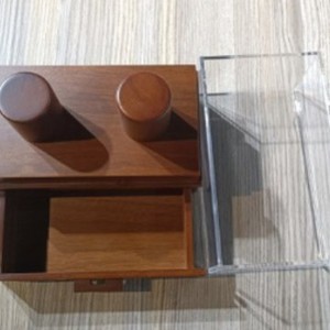 Caja rectangular para relojes de madera con cubierta de acrílico transparente para exhibición y almacenamiento - Product Image 3