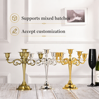 Support de bougie en métal en gros, bougeoir court pour bougies coniques, doré, argenté, noir, pour décoration de table de mariage et de fête