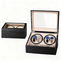 Boîte à montres automatique en bois de haute qualité à 4 emplacements avec boîte de rangement à 6 emplacements et intérieur en velours