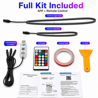 Kit d'éclairage d'ambiance intérieur de voiture RGBIC, contrôle par application, effet de défilement de couleurs, alimentation USB, ajustement universel pour tableau de bord et zone des pieds