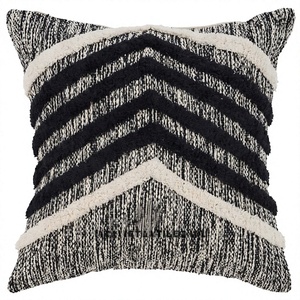 Bohemian Square Wool <b>Throw</b> Pillow Cover Woven Geometric/Vintage/Floral Patterns Black <b>White</b> Removable Washable 100% Cotton - Product Image 1