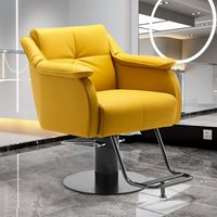Nouvelle chaise populaire en cuir marron jaune avec grand siège et accoudoirs de meubles doux chaise de salon de coiffure adaptée